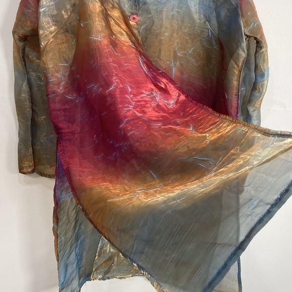 Vintage Semi Sheer Metallic Evening Jacket Lightweight Art to Wear 18 - Picture 4 of 12